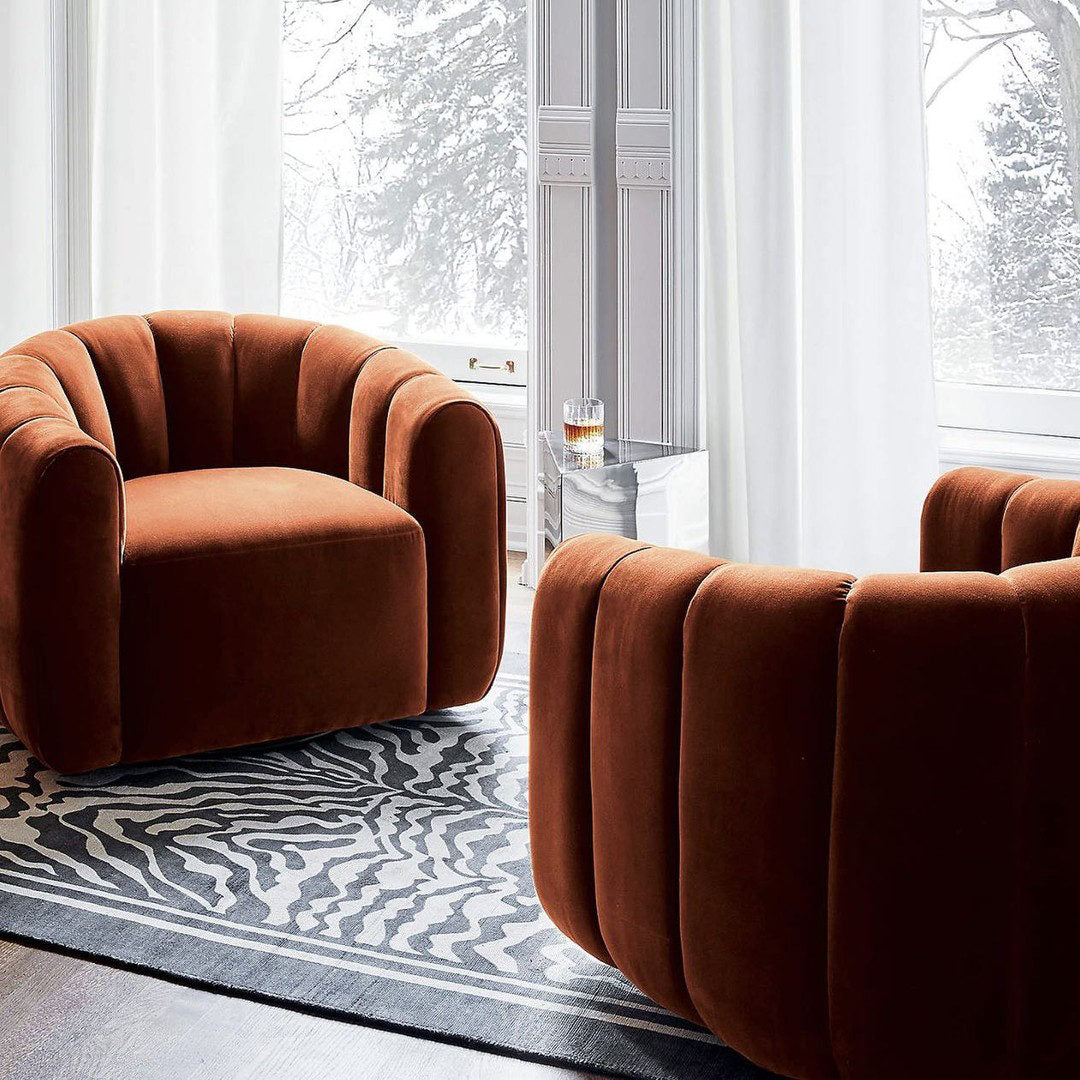 Fitz Channeled Russet Velvet Swivel Chair Set of 2 - KB&A The Home Improvement Store