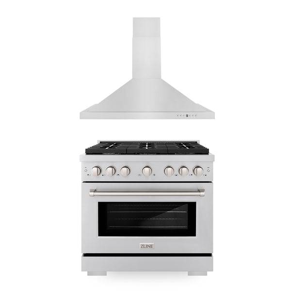 ZLINE 36" Kitchen Package with Stainless Steel Gas Range and Convertible Vent Range Hood (2KP-SGRRH36) - KB&A The Home Improvement Store