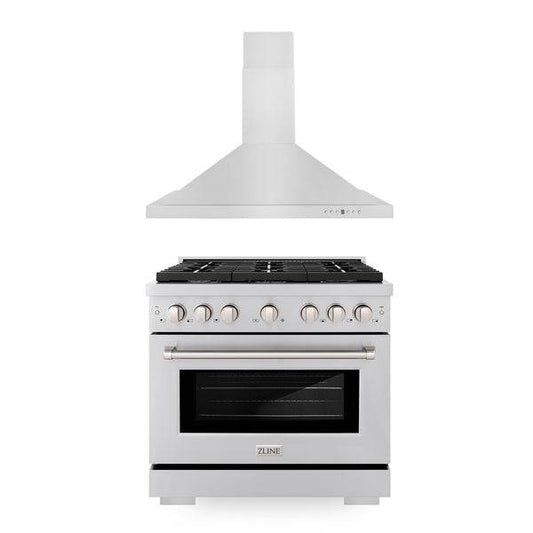 ZLINE 36" Kitchen Package with Stainless Steel Gas Range and Convertible Vent Range Hood (2KP-SGRRH36) - KB&A The Home Improvement Store