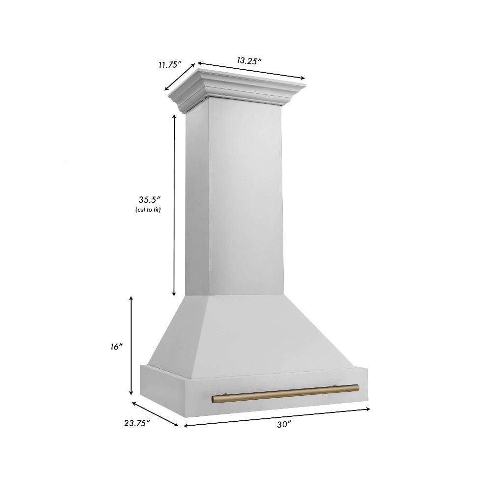 ZLINE Autograph Edition 30 in. Kitchen Package with Stainless Steel Dual Fuel Range, Range Hood, Dishwasher and Refrigerator with Champagne Bronze Accents (4KAPR-RARHDWM30-CB) - KB&A The Home Improvement Store