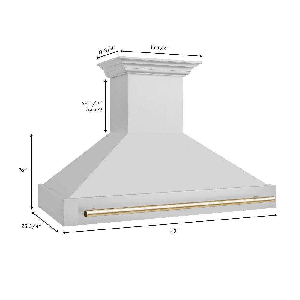 ZLINE 48 in. Autograph Edition Stainless Steel Range Hood with Stainless Steel Shell and Accented Handle (8654STZ-48-G) - KB&A The Home Improvement Store