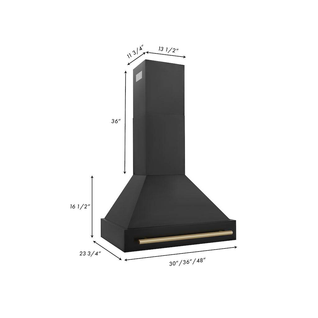 ZLINE 30 in. Autograph Edition Black Stainless Steel Range Hood with Accent Handle (BS655Z-30-G) - KB&A The Home Improvement Store