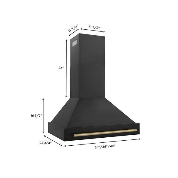 ZLINE 36 in. Autograph Edition Black Stainless Steel Range Hood with Handle (BS655Z-36-CB) - KB&A The Home Improvement Store