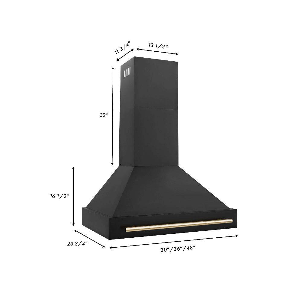 ZLINE 36 in. Autograph Edition Black Stainless Steel Range Hood with Handle (BS655Z-36-G) - KB&A The Home Improvement Store