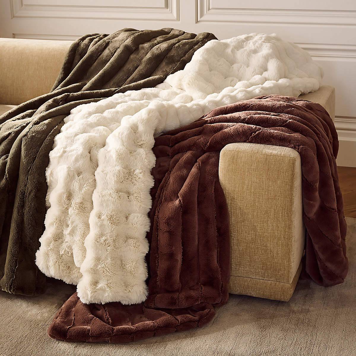 Channel Chestnut Brown Faux Fur Throw Blanket - KB&A The Home Improvement Store