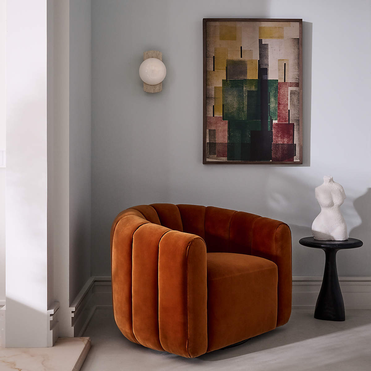 Fitz Channeled Russet Velvet Swivel Chair Set of 2 - KB&A The Home Improvement Store