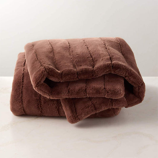 Channel Chestnut Brown Faux Fur Throw Blanket - KB&A The Home Improvement Store