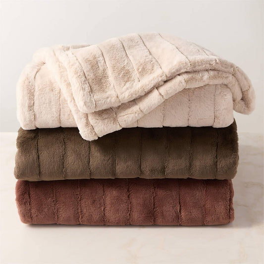 Channel Chestnut Brown Faux Fur Throw Blanket - KB&A The Home Improvement Store
