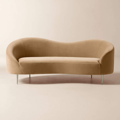 Curvo 75" Camel Velvet Apartment Sofa by goop 75" Sofa - KB&A The Home Improvement Store