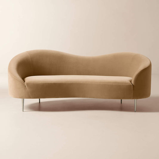 Curvo 75" Camel Velvet Apartment Sofa by goop 75" Sofa - KB&A The Home Improvement Store