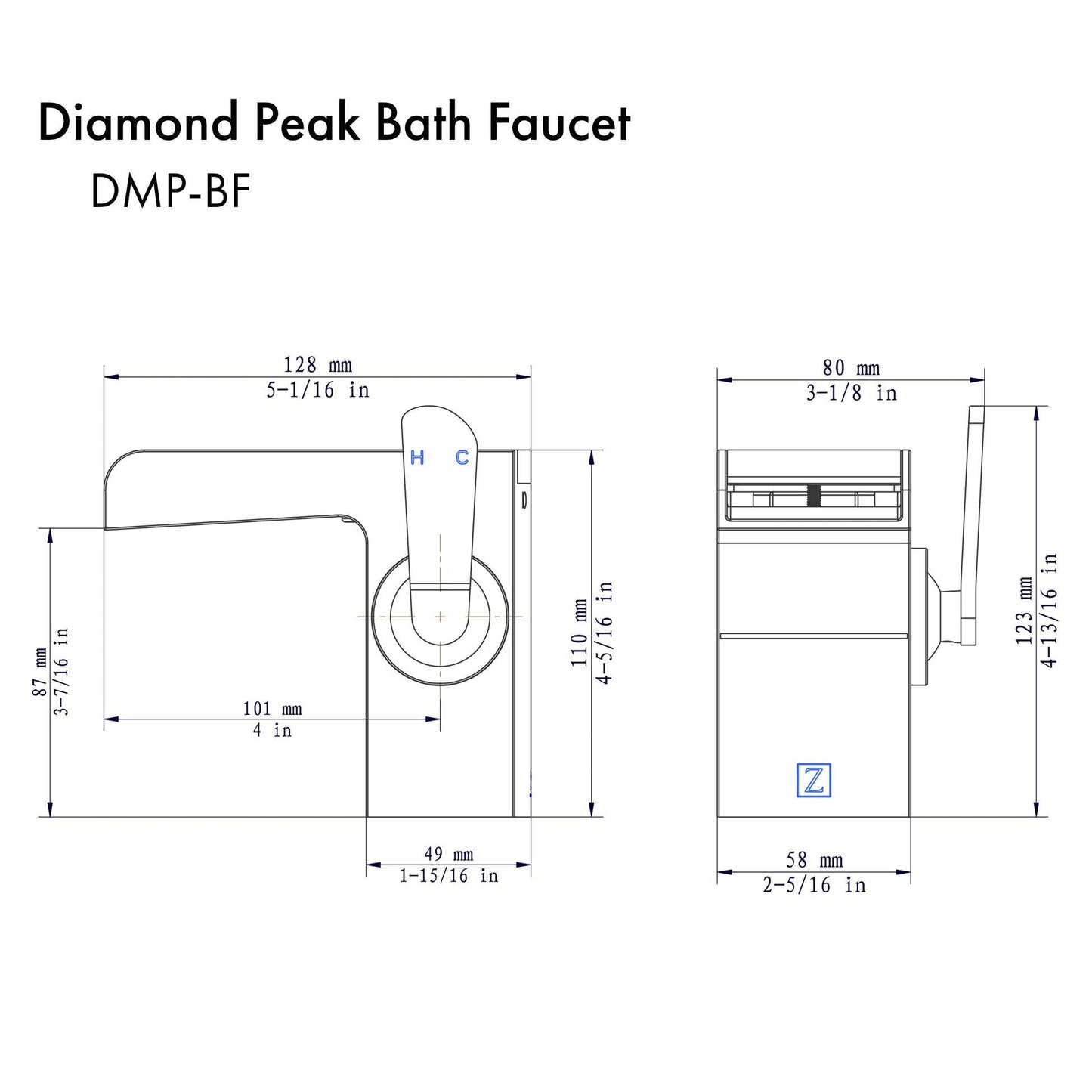 ZLINE Diamond Peak Bath Faucet (DMP-BF-BN) - KB&A The Home Improvement Store