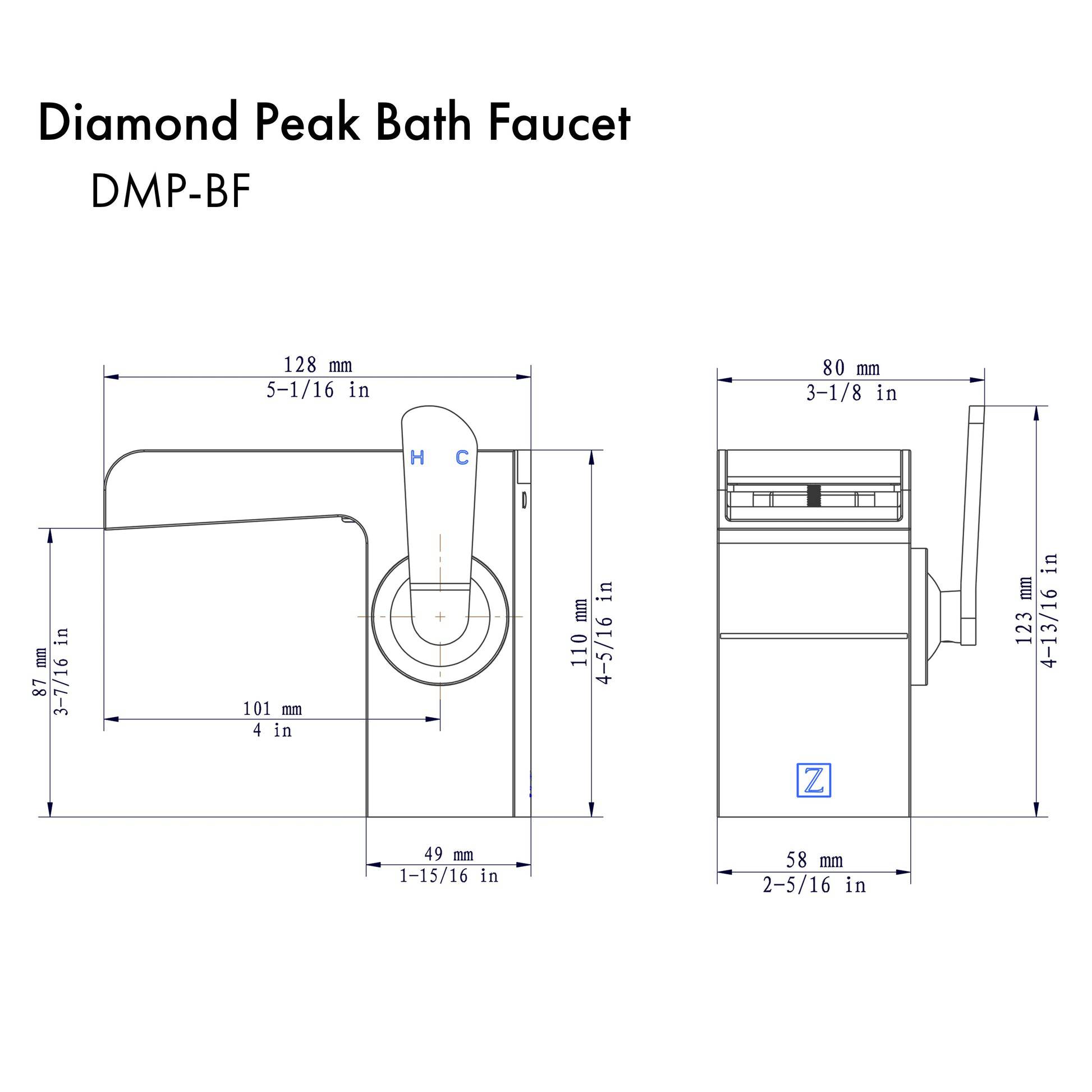 ZLINE Diamond Peak Bath Faucet (DMP-BF-BN) - KB&A The Home Improvement Store