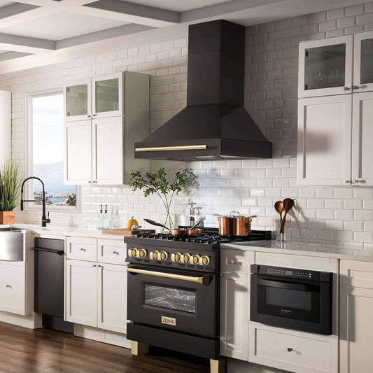 ZLINE 36 in. Autograph Edition Black Stainless Steel Range Hood with Handle (BS655Z-36-G) - KB&A The Home Improvement Store