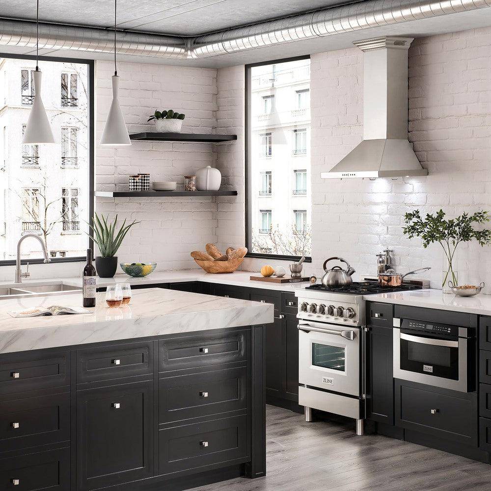 ZLINE 24 in. 2.8 cu. ft. Legacy Dual Fuel Range with 4 Burner Gas Cooktop and Electric Convection Oven in Stainless Steel with DuraSnow® Door (RA-SN-24) - KB&A The Home Improvement Store