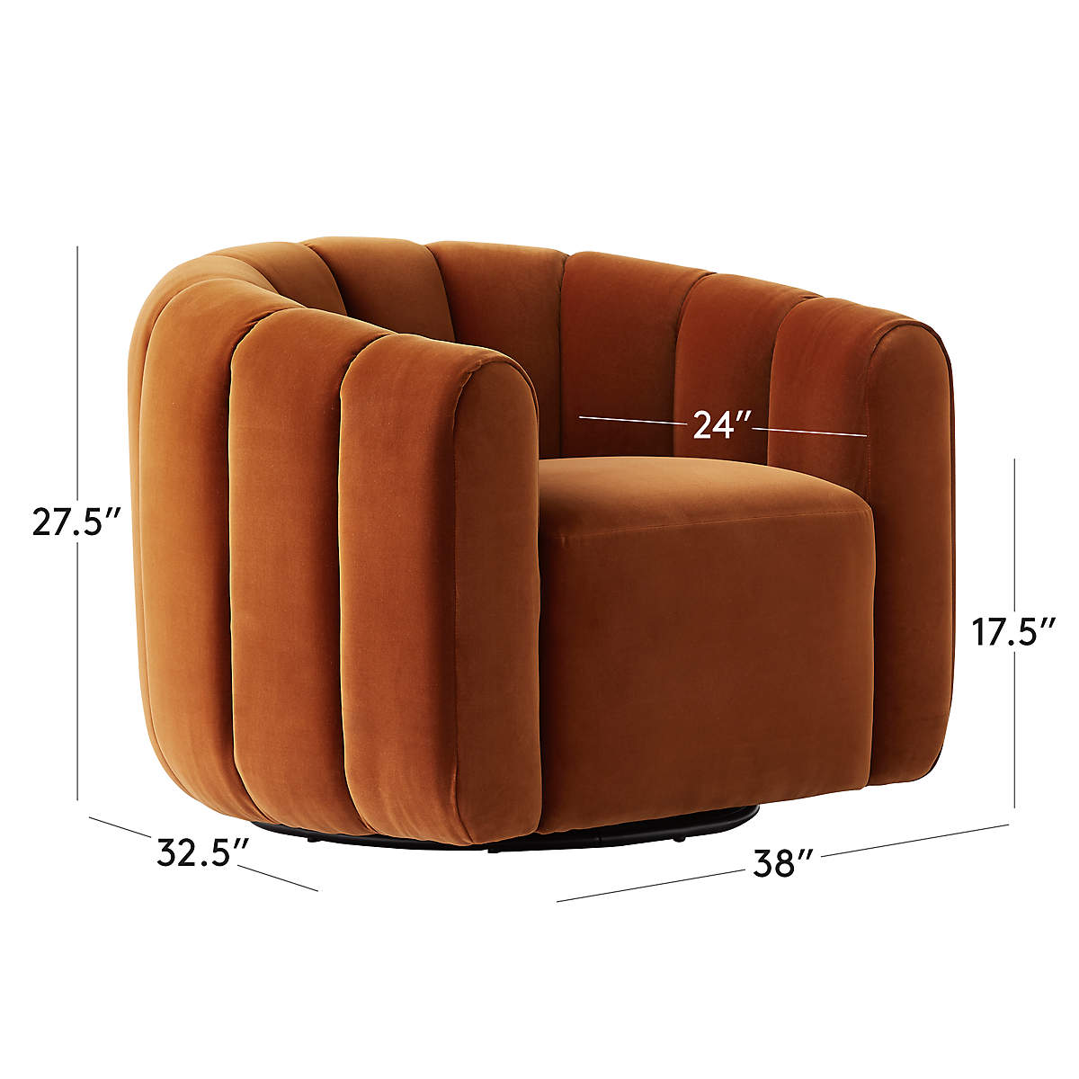 Fitz Channeled Russet Velvet Swivel Chair Set of 2 - KB&A The Home Improvement Store