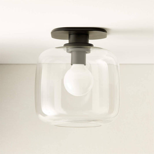 Halen Blackened Brass Flush Mount Light with Clear Glass Shade - KB&A The Home Improvement Store