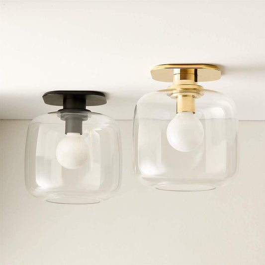 Halen Blackened Brass Flush Mount Light with Clear Glass Shade - KB&A The Home Improvement Store