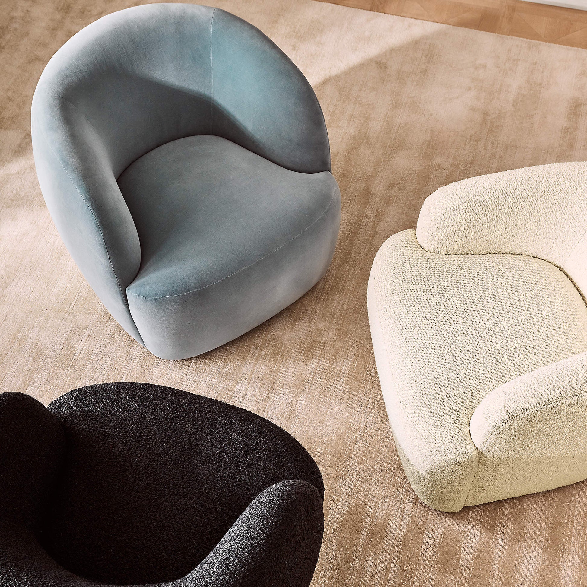 GWYNETH IVORY BOUCLE SWIVEL CHAIR SET OF 2 BY GOOP - KB&A The Home Improvement Store