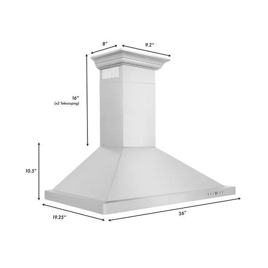 36" ZLINE Convertible Vent Wall Mount Range Hood in Stainless Steel (KB-36) - KB&A The Home Improvement Store