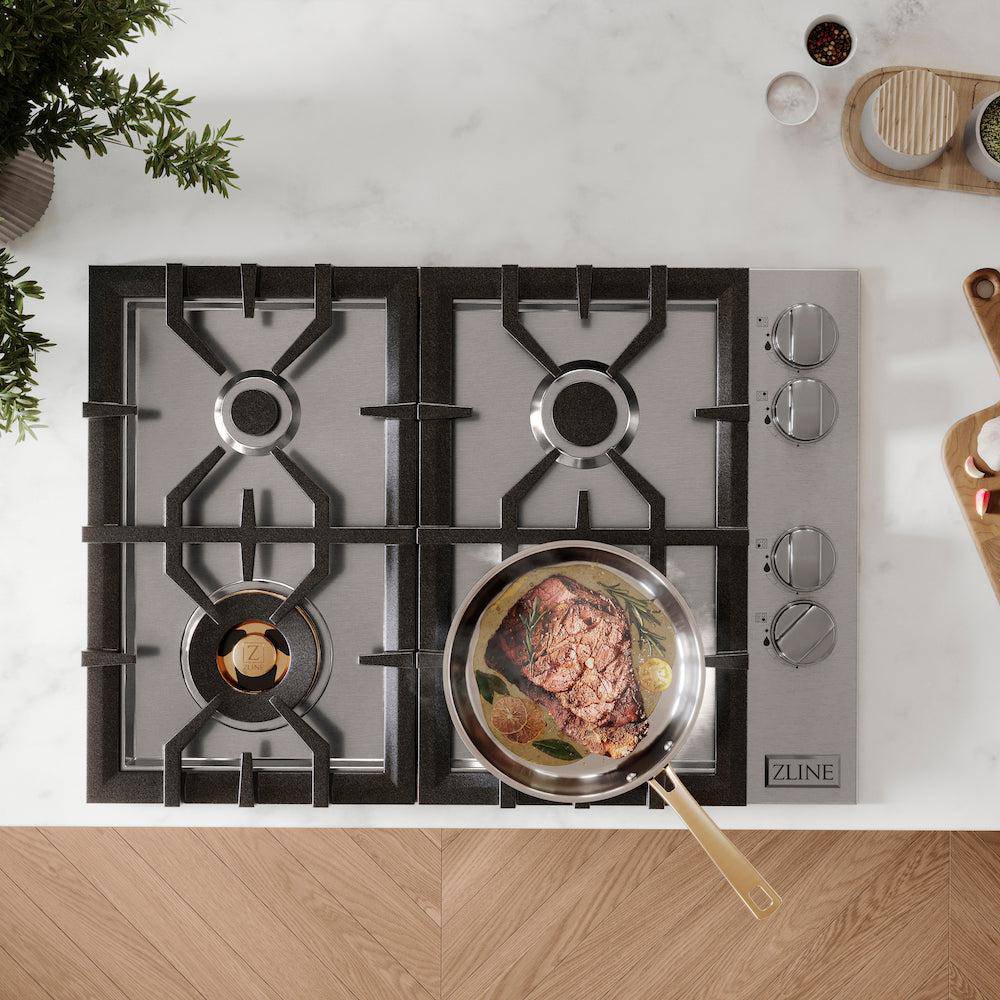 ZLINE 30" Gas Cooktop with 4 Gas Brass Burners (RC-BR-30) - KB&A The Home Improvement Store