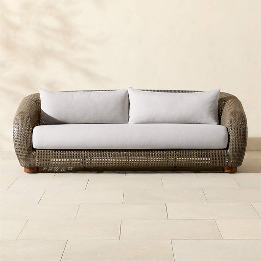Laszlo All-Weather Rattan Outdoor Sofa with Light Grey Sunbrella® Cushions - KB&A The Home Improvement Store