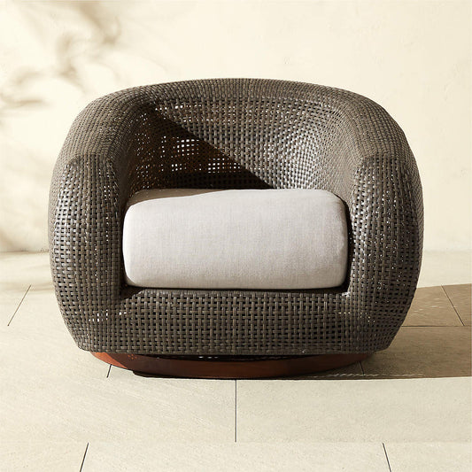 Laszlo All-Weather Rattan Outdoor Swivel Lounge Chair with Light Grey Sunbrella® Cushion - KB&A The Home Improvement Store