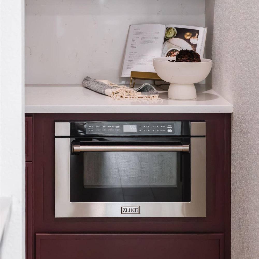ZLINE 24 in. 1.2 cu. ft. Built-in Microwave Drawer with a Traditional Handle in Stainless Steel (MWD-1-H) - KB&A The Home Improvement Store