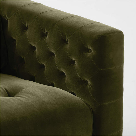 Marconi 81.5" Tufted Green Velvet Sofa by Gianfranco Frattini - KB&A The Home Improvement Store