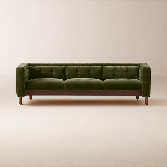 Marconi 81.5" Tufted Green Velvet Sofa by Gianfranco Frattini - KB&A The Home Improvement Store