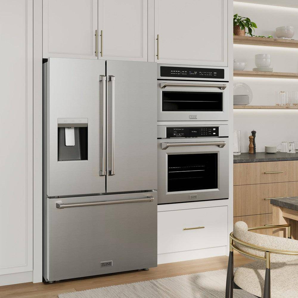 ZLINE 36 in. 28.9 cu. ft. Standard-Depth French Door External Water Dispenser Refrigerator with Dual Ice Maker in Fingerprint-Resistant Stainless Steel (RSM-W-36) - KB&A The Home Improvement Store