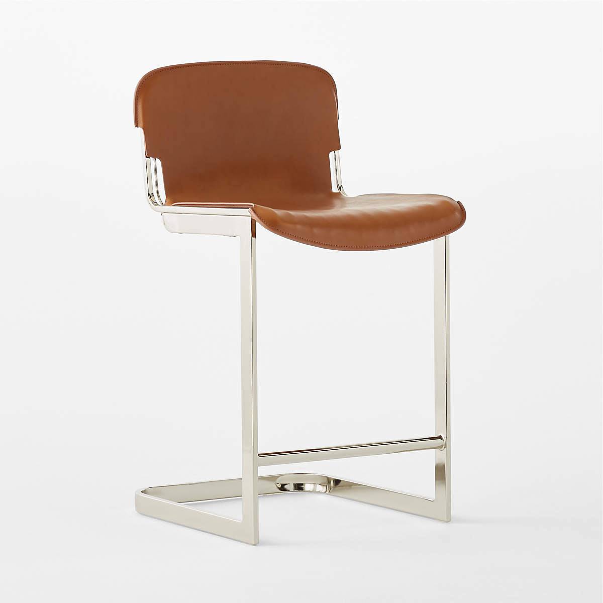 Rake Brown Leather Counter Stool by Kravitz Design - KB&A The Home Improvement Store