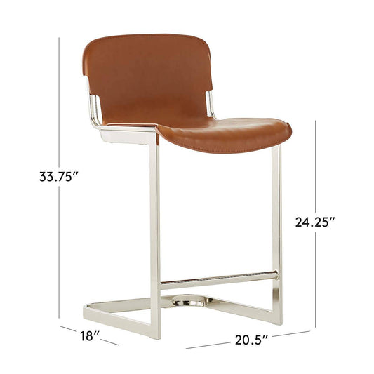 Rake Brown Leather Counter Stool by Kravitz Design - KB&A The Home Improvement Store