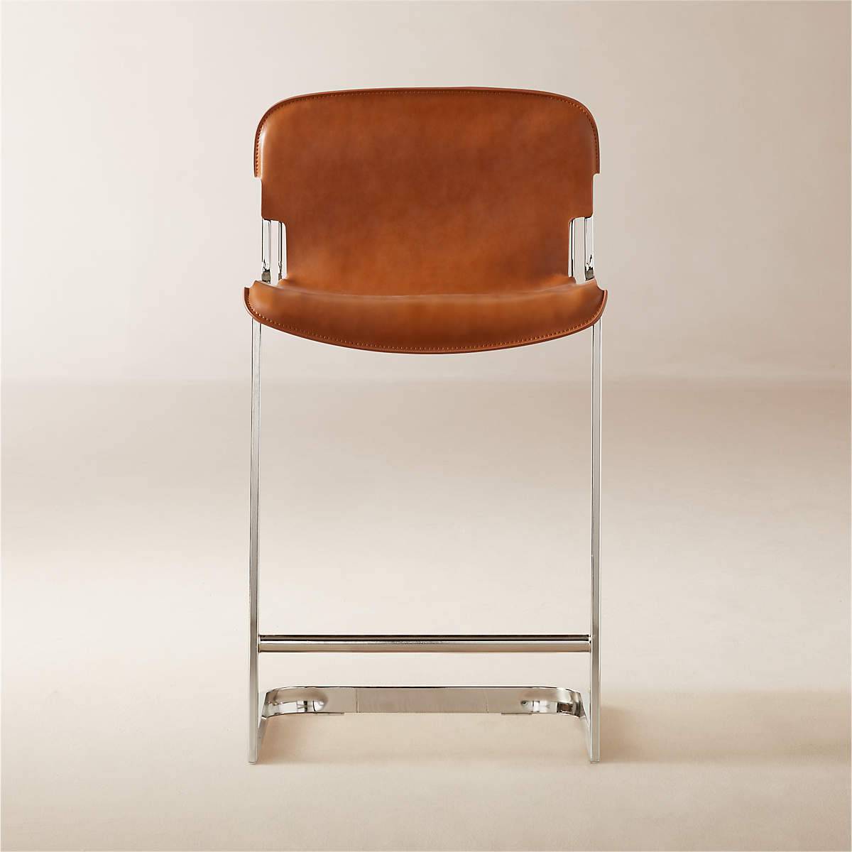 Rake Brown Leather Counter Stool by Kravitz Design - KB&A The Home Improvement Store