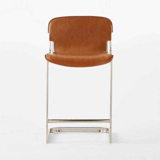 Rake Brown Leather Counter Stool by Kravitz Design - KB&A The Home Improvement Store