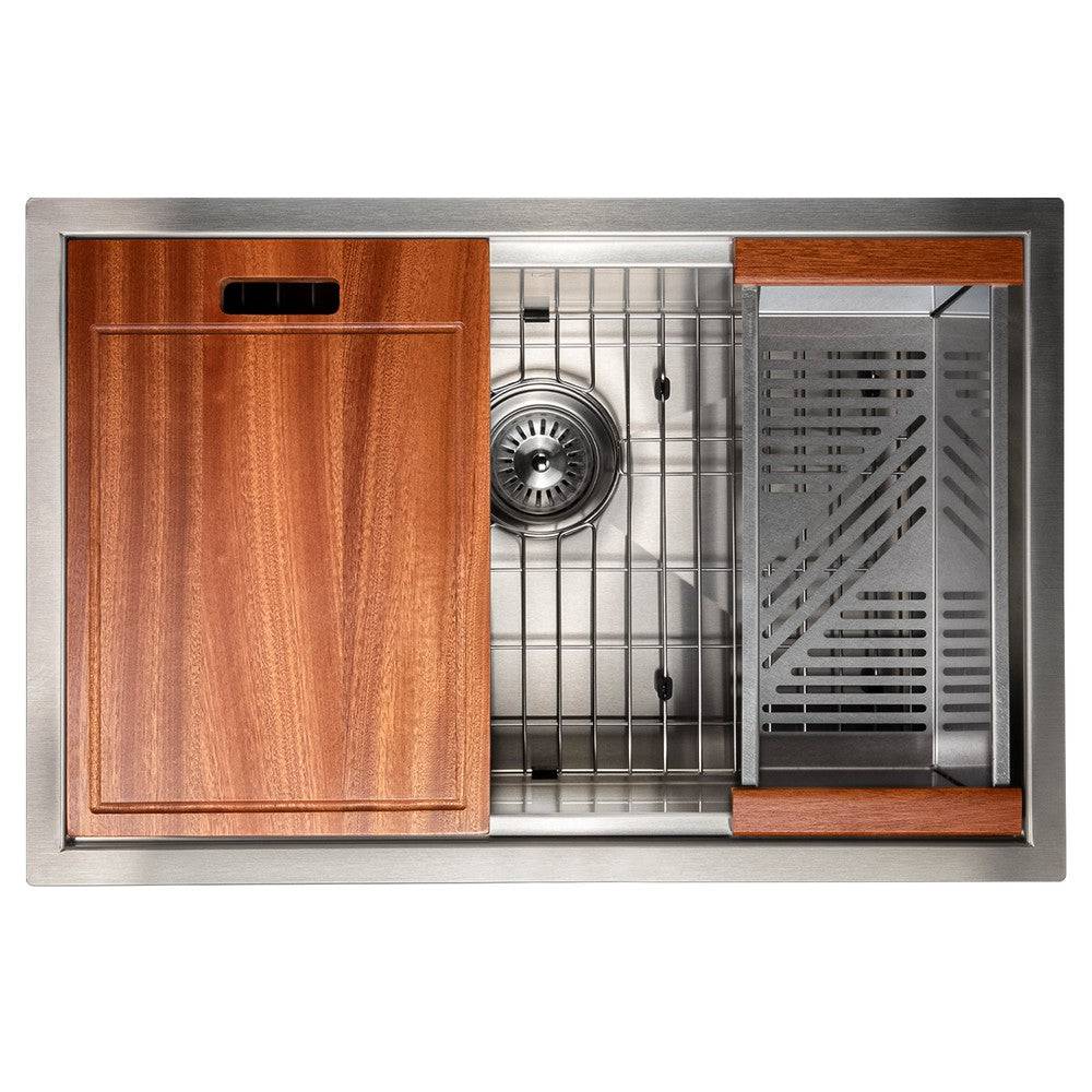 ZLINE 27 in. Garmisch Undermount Single Bowl Kitchen Sink with Bottom Grid and Accessories (SLS-27S) - KB&A The Home Improvement Store