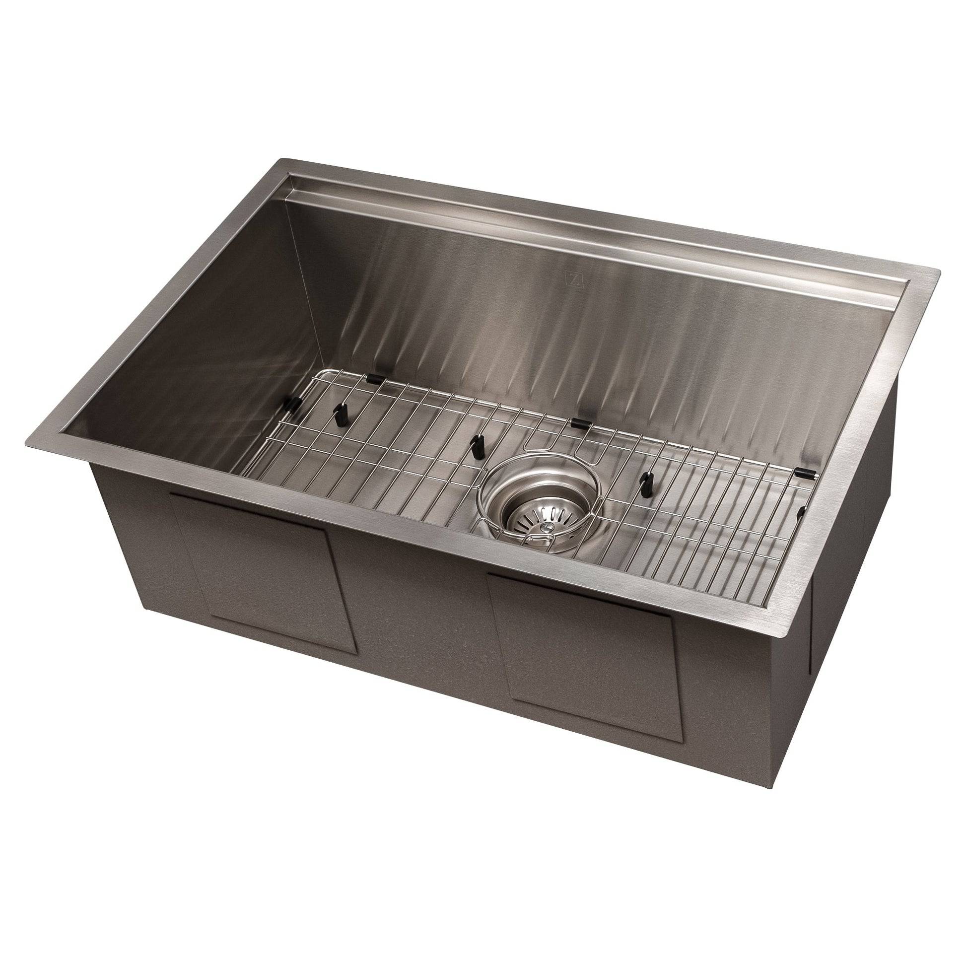 ZLINE 27 in. Garmisch Undermount Single Bowl Kitchen Sink with Bottom Grid and Accessories (SLS-27S) - KB&A The Home Improvement Store