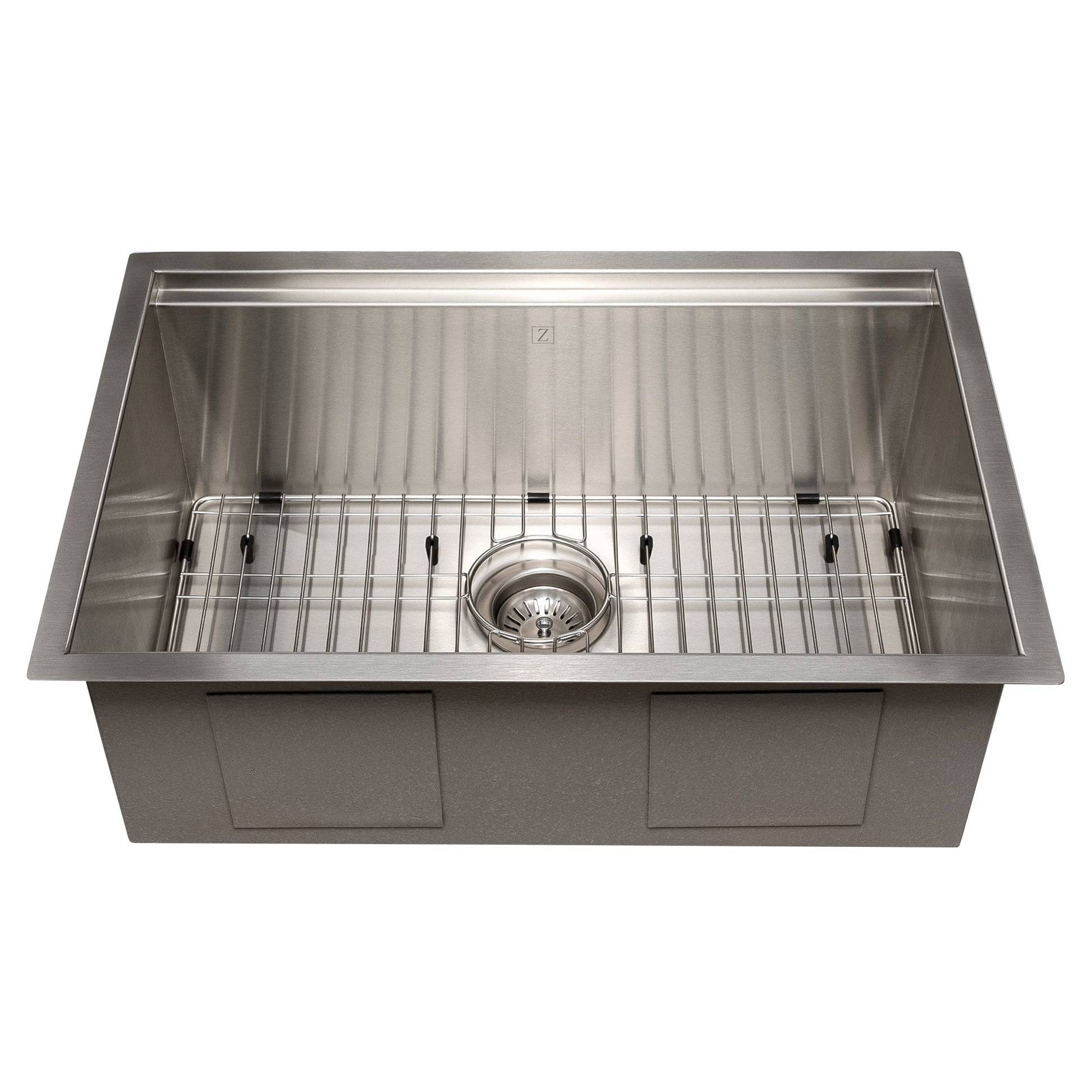 ZLINE 27 in. Garmisch Undermount Single Bowl Kitchen Sink with Bottom Grid and Accessories (SLS-27S) - KB&A The Home Improvement Store