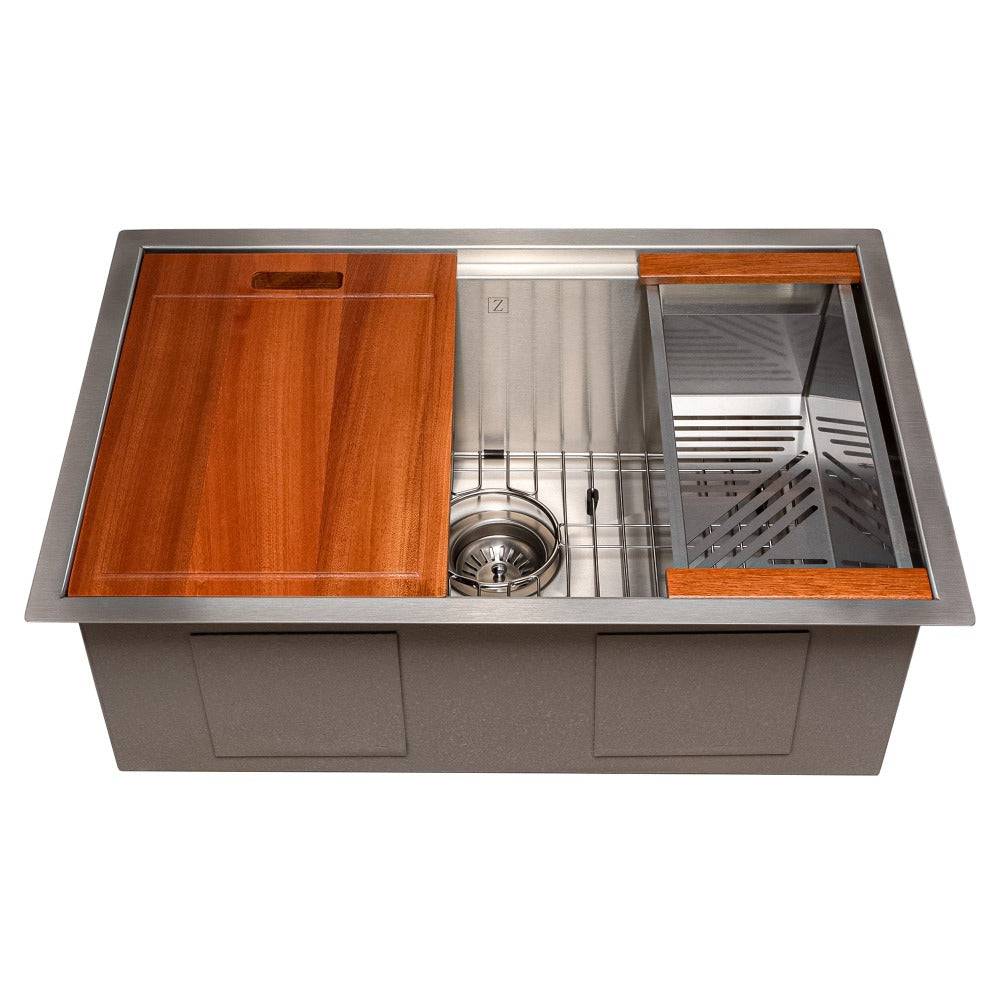 ZLINE 27 in. Garmisch Undermount Single Bowl Kitchen Sink with Bottom Grid and Accessories (SLS-27S) - KB&A The Home Improvement Store
