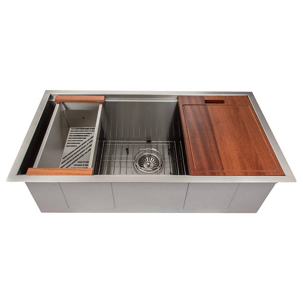 ZLINE 33 in. Garmisch Undermount Single Bowl Kitchen Sink with Bottom Grid and Accessories (SLS-33S) - KB&A The Home Improvement Store