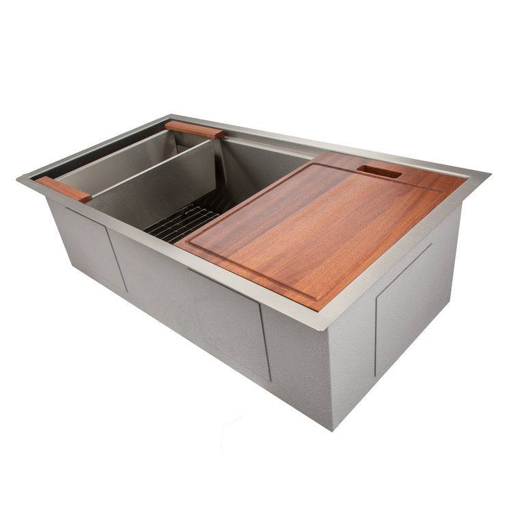 ZLINE 33 in. Garmisch Undermount Single Bowl Kitchen Sink with Bottom Grid and Accessories (SLS-33S) - KB&A The Home Improvement Store