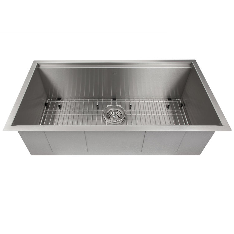 ZLINE 33 in. Garmisch Undermount Single Bowl Kitchen Sink with Bottom Grid and Accessories (SLS-33S) - KB&A The Home Improvement Store