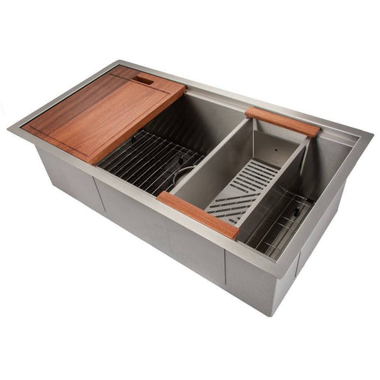 ZLINE 33 in. Garmisch Undermount Single Bowl Kitchen Sink with Bottom Grid and Accessories (SLS-33S) - KB&A The Home Improvement Store