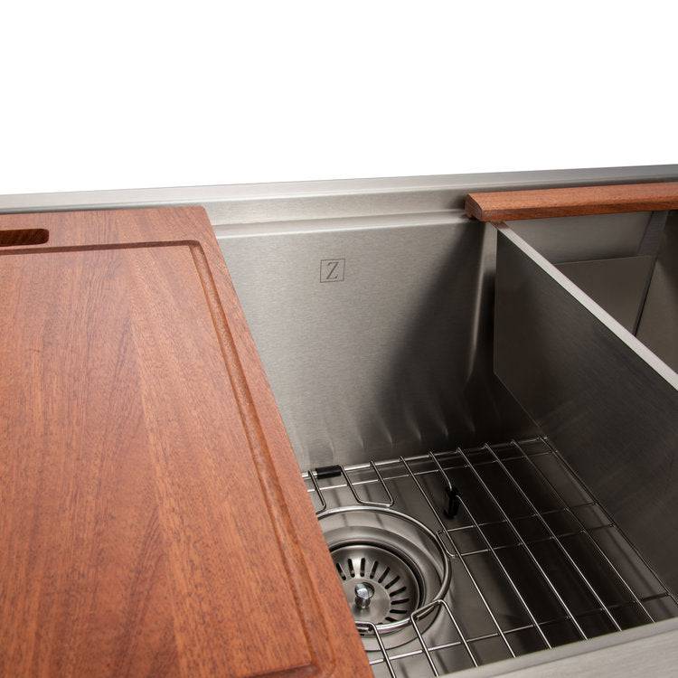 ZLINE 33 in. Garmisch Undermount Single Bowl Kitchen Sink with Bottom Grid and Accessories (SLS-33S) - KB&A The Home Improvement Store