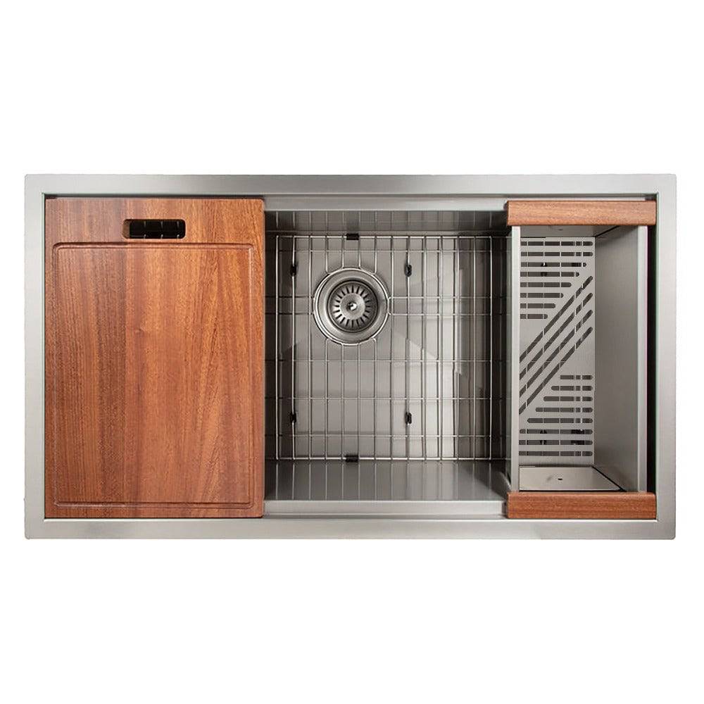 ZLINE 33 in. Garmisch Undermount Single Bowl Kitchen Sink with Bottom Grid and Accessories (SLS-33S) - KB&A The Home Improvement Store