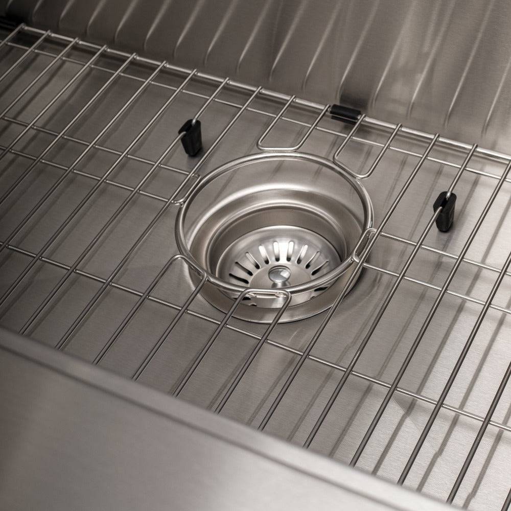 ZLINE 33 in. Moritz Farmhouse Apron Mount Single Bowl Kitchen Sink with Bottom Grid and Accessories (SLSAP-33S) - KB&A The Home Improvement Store
