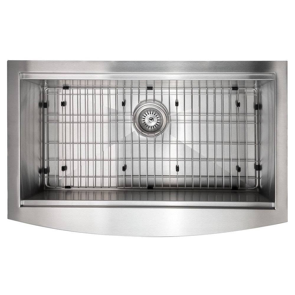 ZLINE 33 in. Moritz Farmhouse Apron Mount Single Bowl Kitchen Sink with Bottom Grid and Accessories (SLSAP-33S) - KB&A The Home Improvement Store