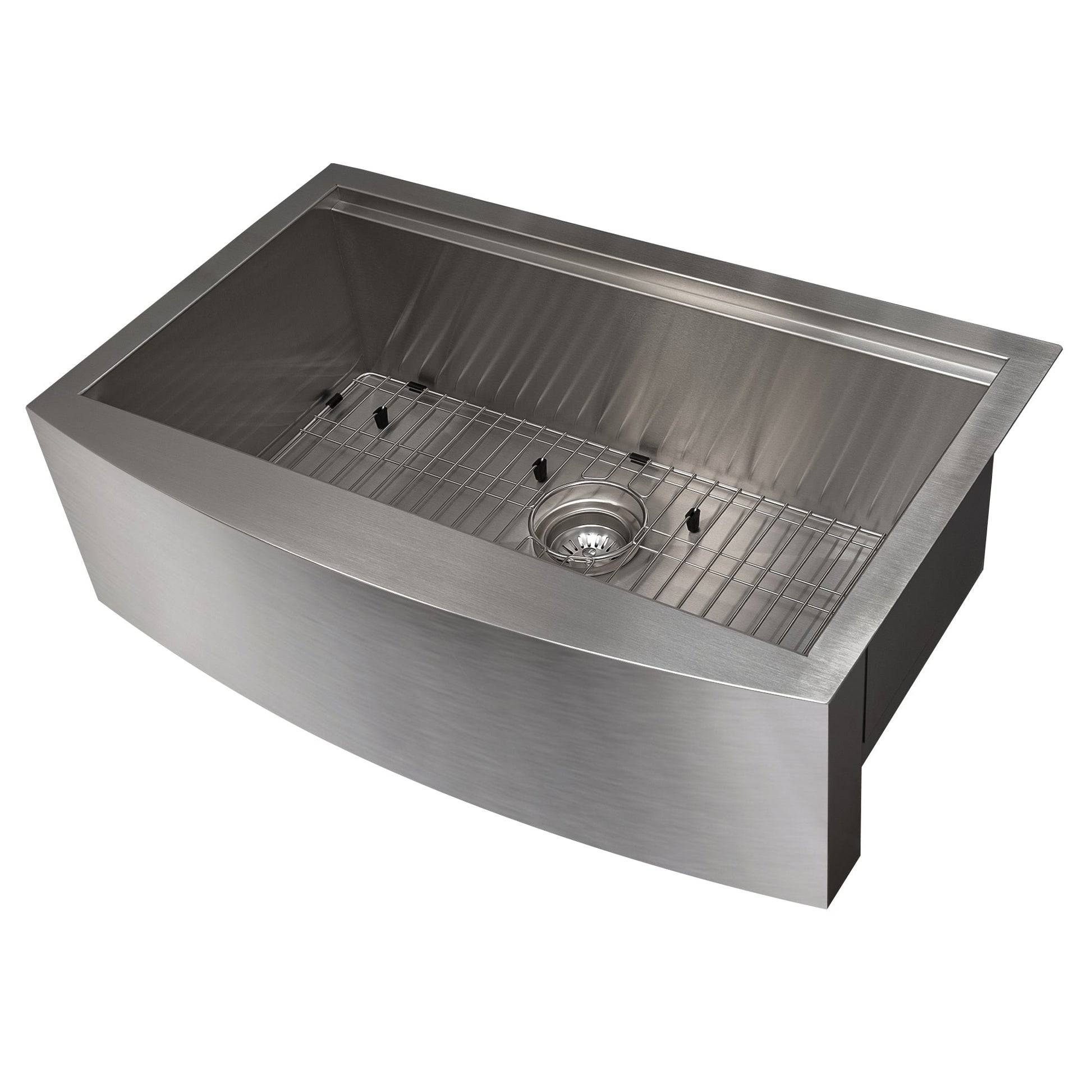 ZLINE 33 in. Moritz Farmhouse Apron Mount Single Bowl Kitchen Sink with Bottom Grid and Accessories (SLSAP-33S) - KB&A The Home Improvement Store