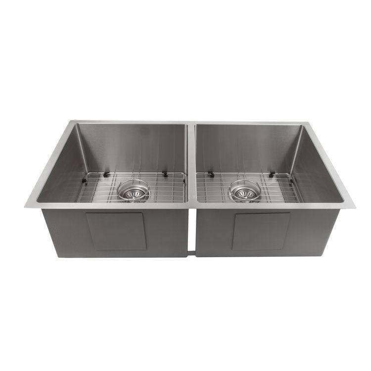 ZLINE 36 in. Anton Undermount Double Bowl Kitchen Sink with Bottom Grid (SR50D-36S) - KB&A The Home Improvement Store