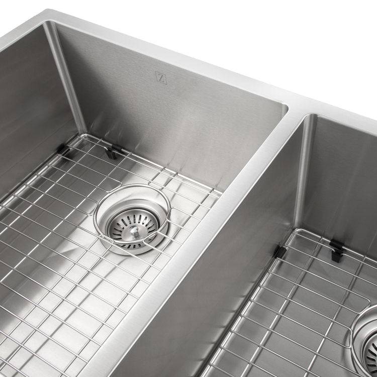 ZLINE 36 in. Anton Undermount Double Bowl Kitchen Sink with Bottom Grid (SR50D-36S) - KB&A The Home Improvement Store