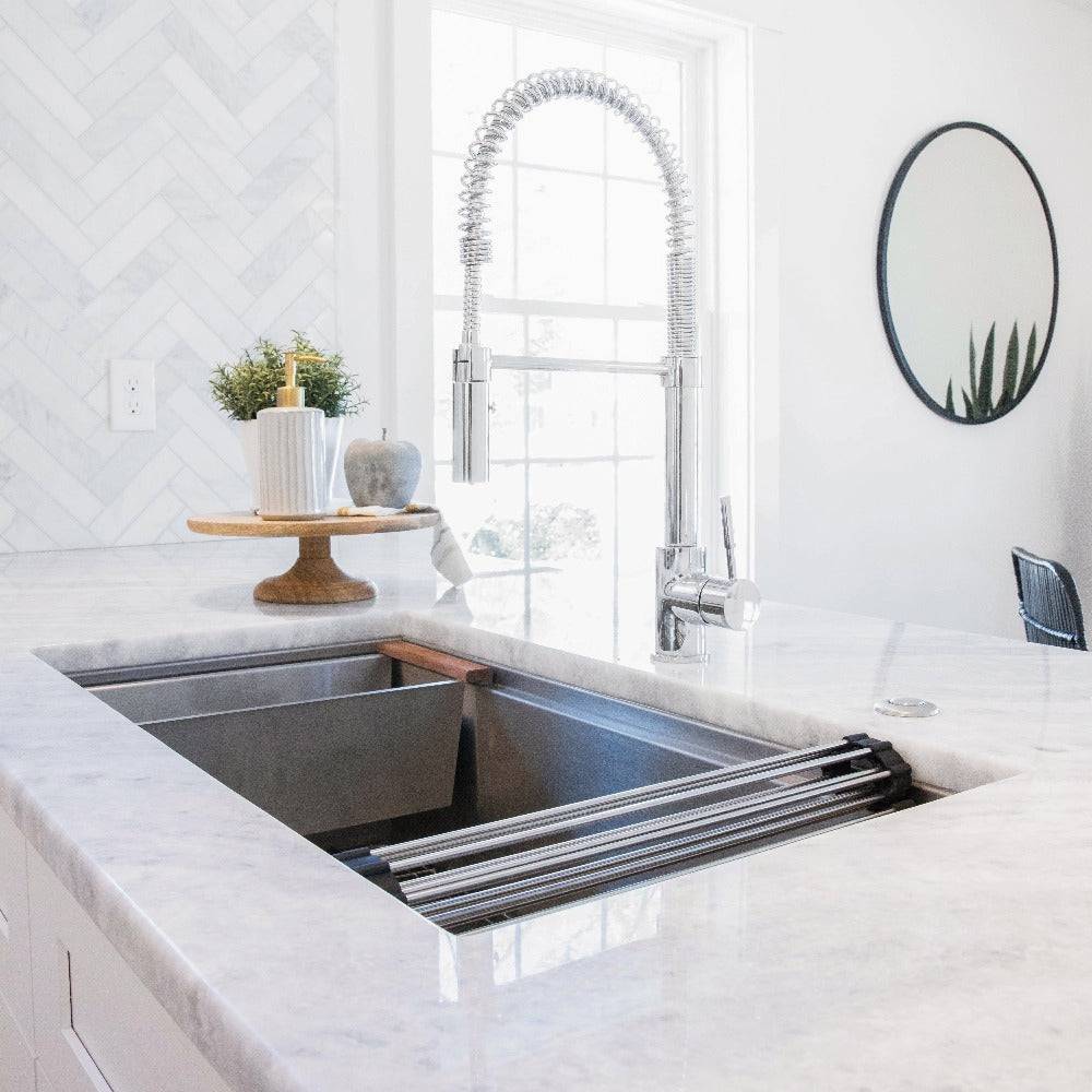 ZLINE 33 in. Garmisch Undermount Single Bowl Kitchen Sink with Bottom Grid and Accessories (SLS-33S) - KB&A The Home Improvement Store
